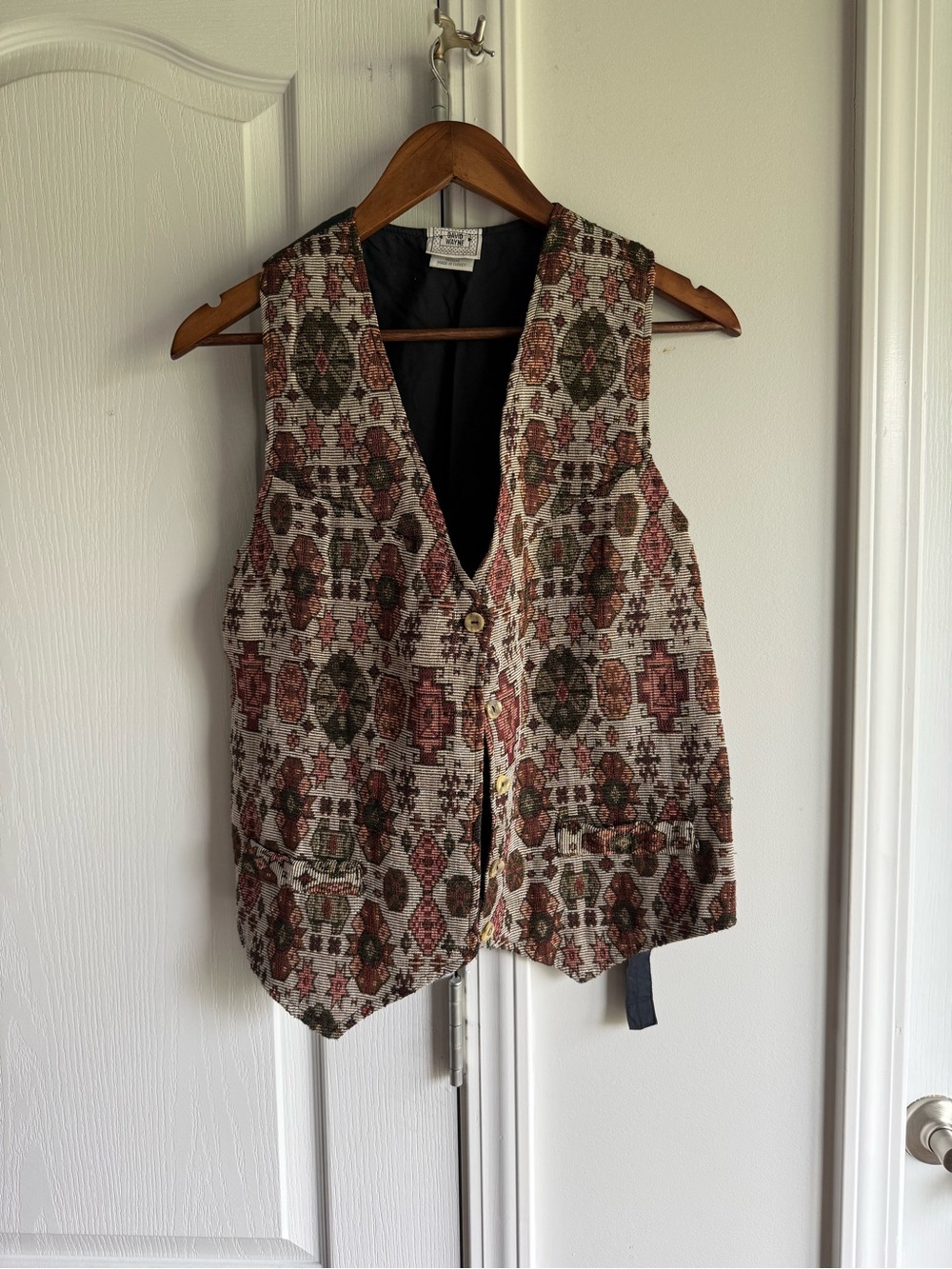 Boho Vintage Tapestry Patterned Vest in Earth Tones